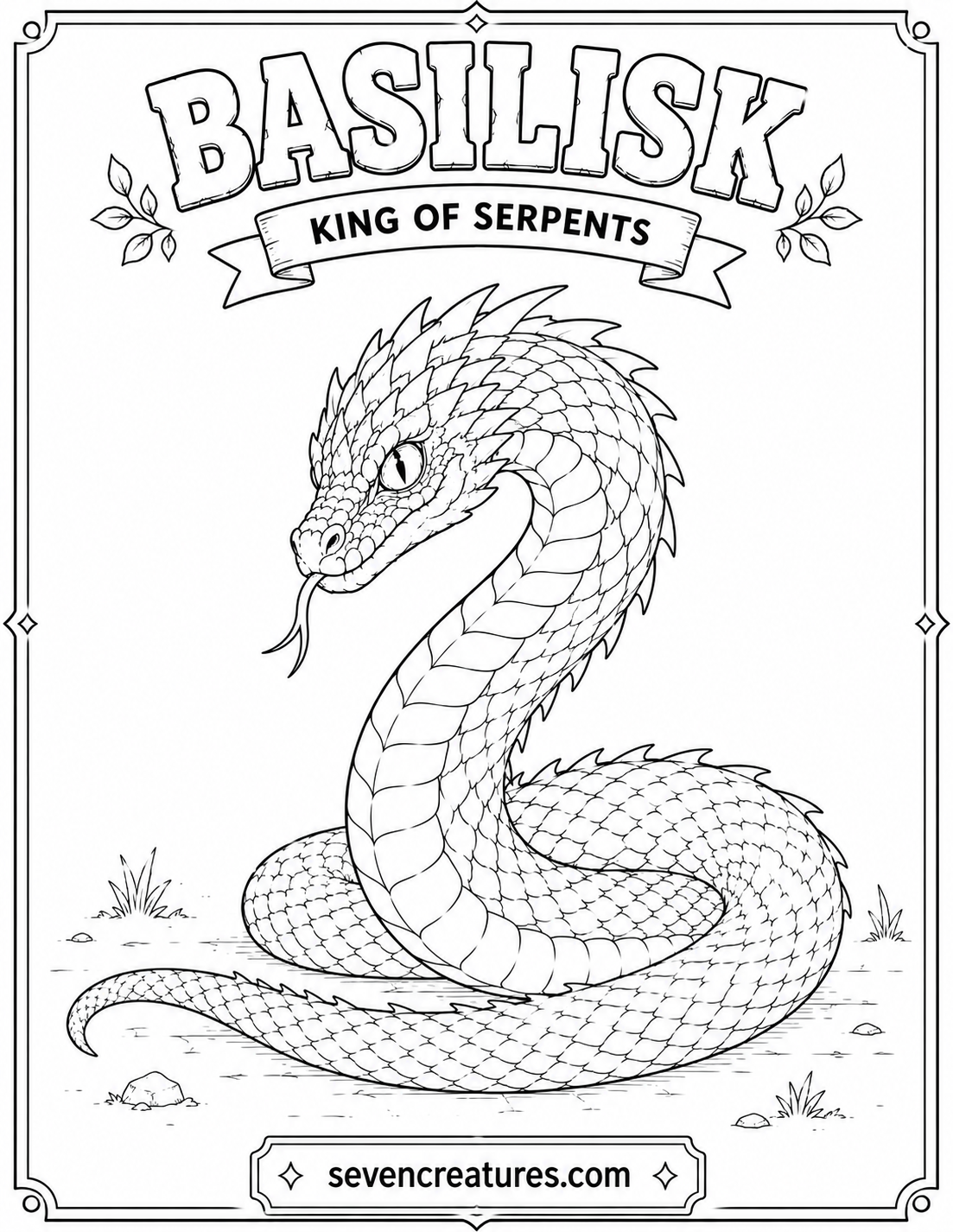 Basilisk King of Serpents printable coloring page