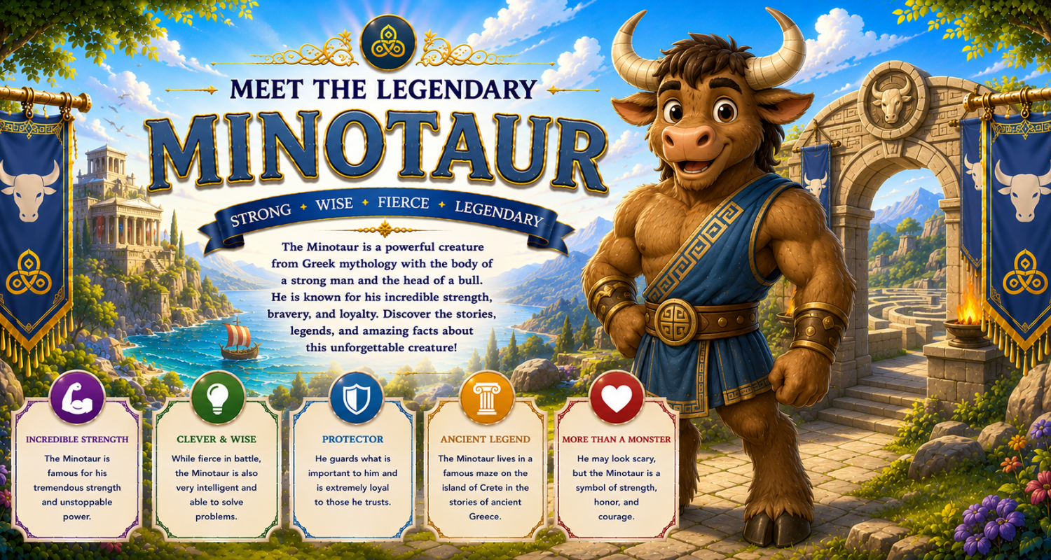 Meet the Legendary Minotaur — strength, courage, legend hero banner