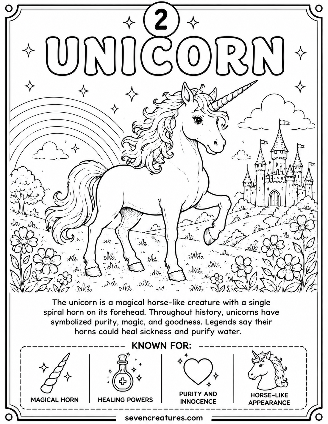 Printable unicorn coloring page