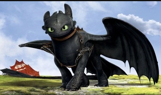 Toothless the Night Fury dragon from How to Train Your Dragon