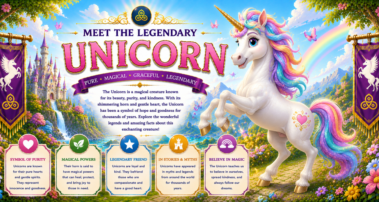 Unicorn hero banner — The Purest Magic: symbol of purity, grace and wonder