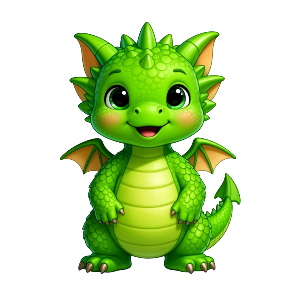 Friendly baby dragon mascot