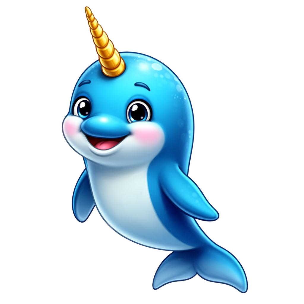 Friendly narwhal mascot